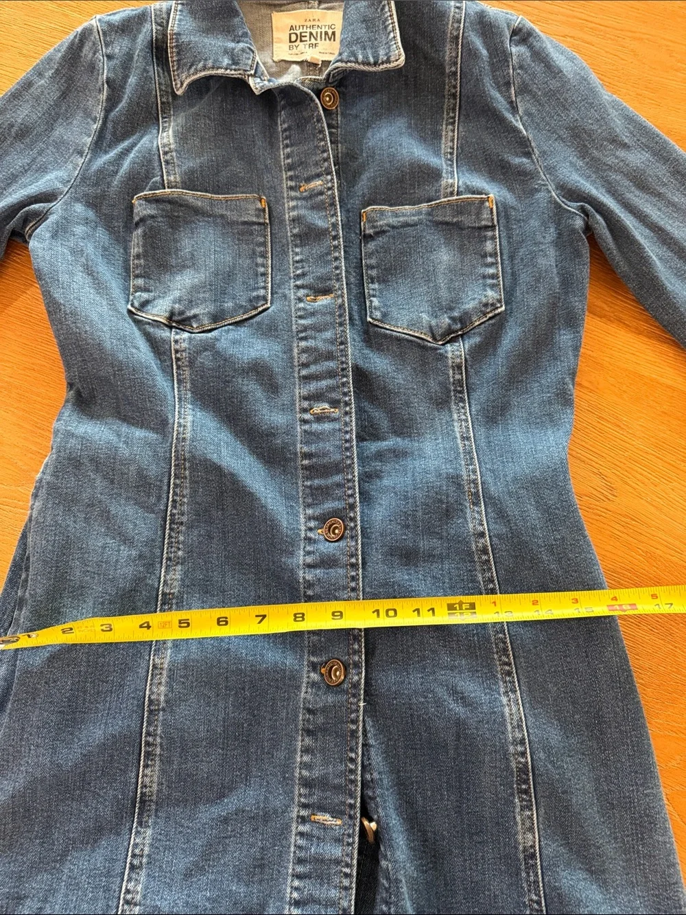 Zara Dark Blue Denim Button-Front Shirt Dress Size Small Cotton - Picture 12 of 12